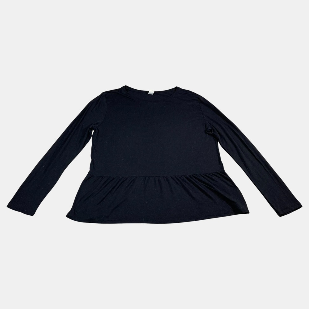 Old Navy Long Sleeve Loose Fit Ruffle Accent Shirt Peplum Top Womens Size Medium